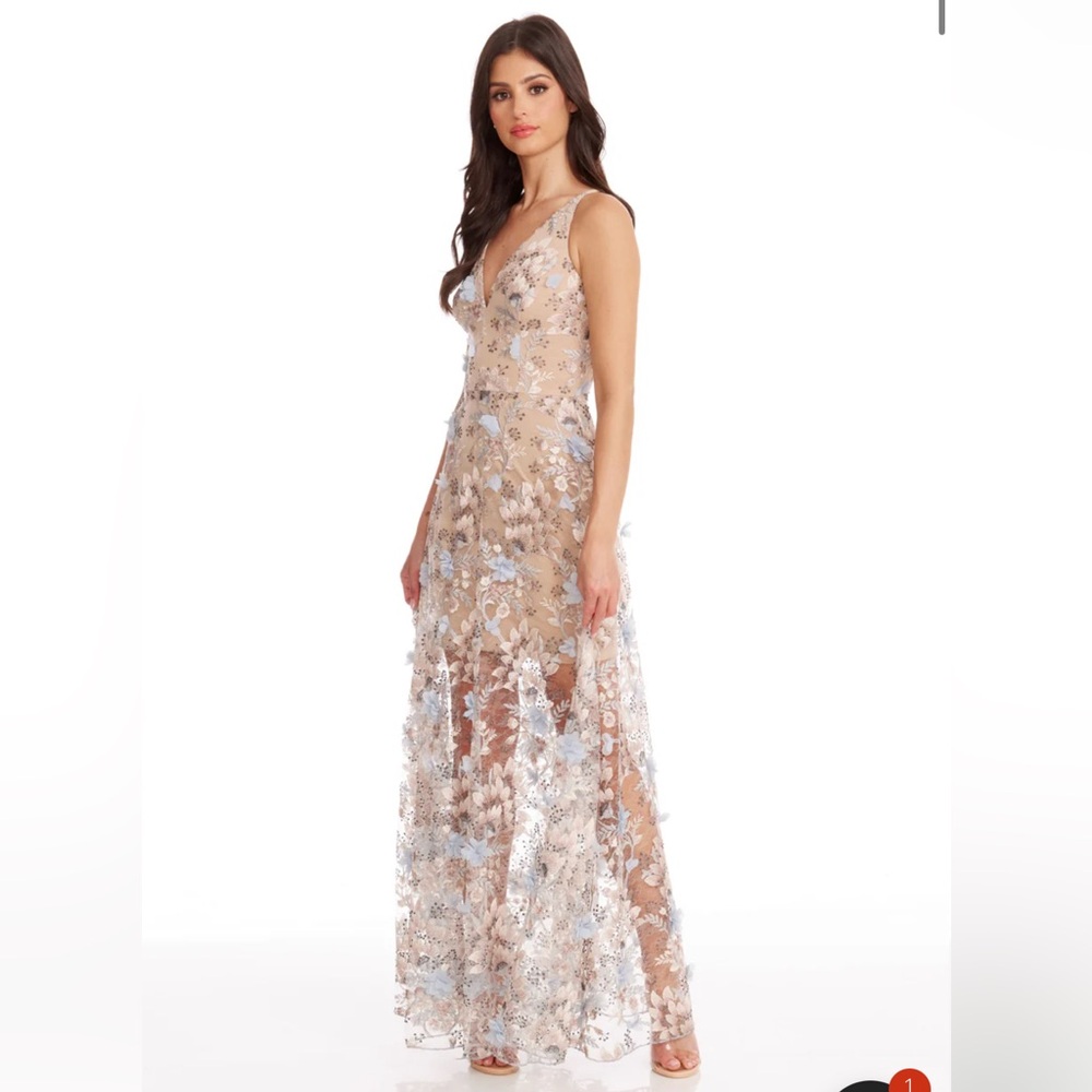 Dress the Population Sidney Floral Appliqué Gown